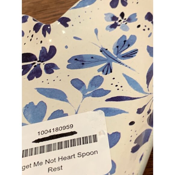 Forget Me Not Heart Shaped Ceramic Spoon Rest By DEMDACO NWT - Picture 4 of 5